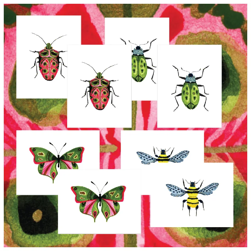 Bugs & Butterflies: Series 2 / Boxed Set of 8 Note Cards, 2 each of 4 designs