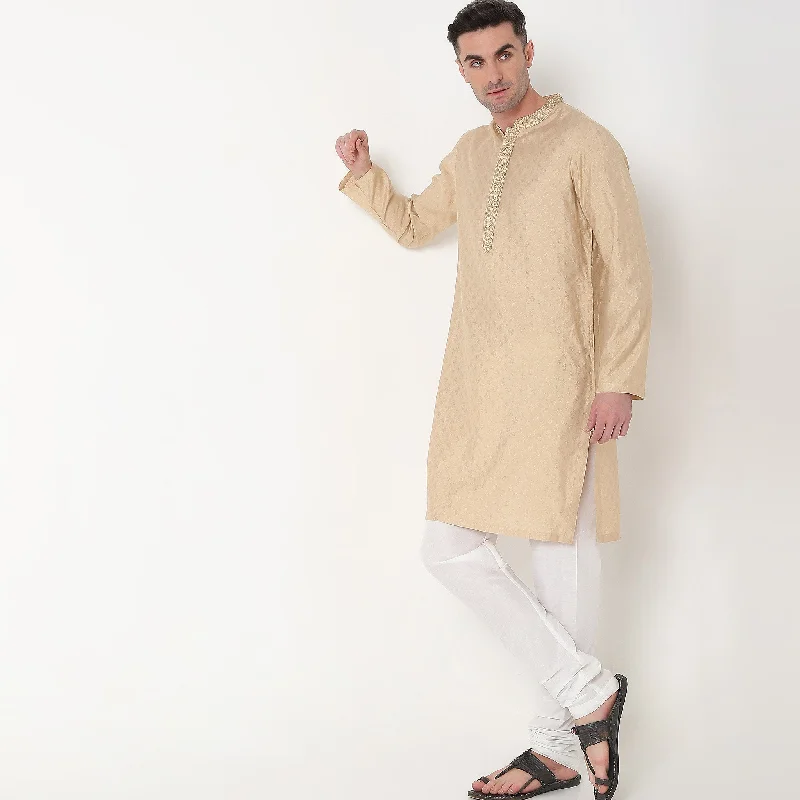 Regular Fit Jacquard Kurta