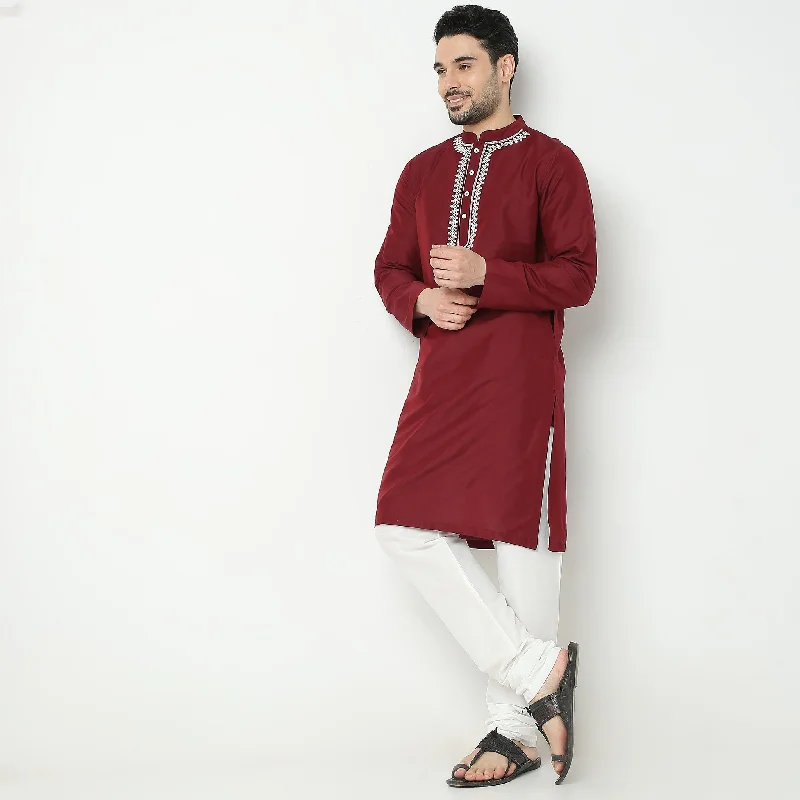 Regular Fit Embroidered Kurta