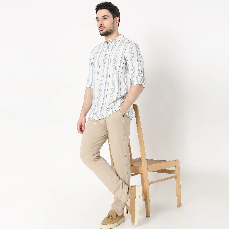 Regular Fit Striped Short Kurta