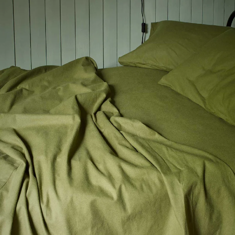 Olive Green Flannel Cotton Fitted Sheet