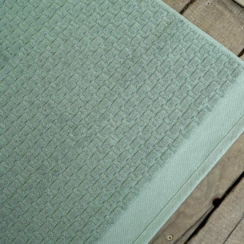 Ash Green Basketweave Cotton Bath Mat