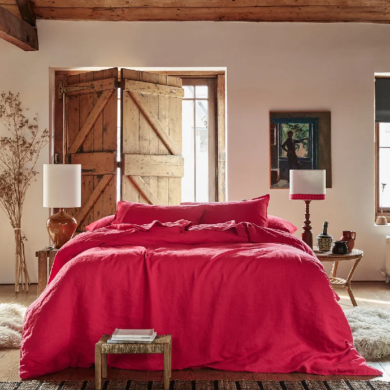 Fuchsia 100% Linen Duvet Cover