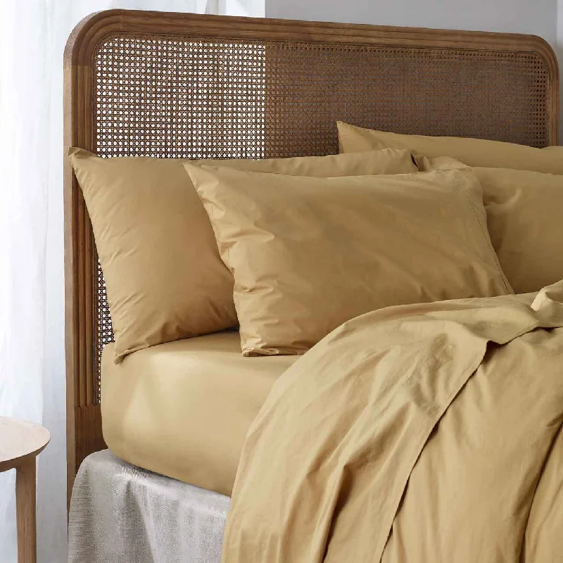 Butterscotch Washed Cotton Percale Fitted Sheet