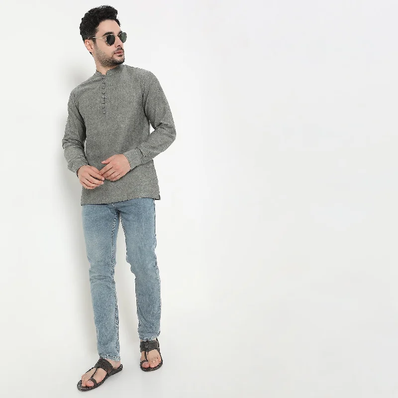 Regular Fit Solid Short Kurta