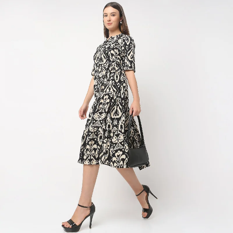 Flare Fit Printed Dress