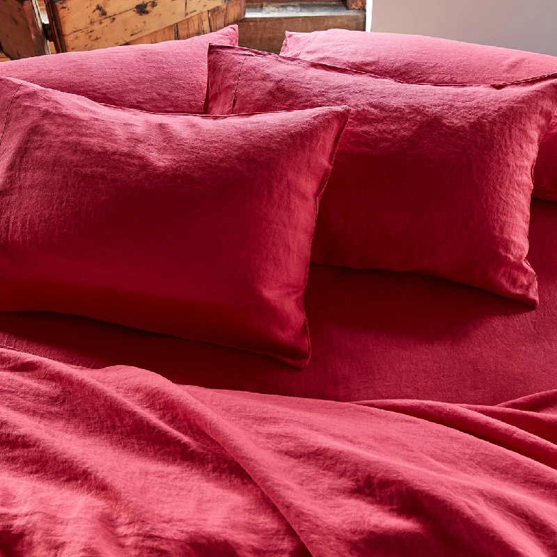 Fuchsia 100% Linen Pillowcases (Pair)