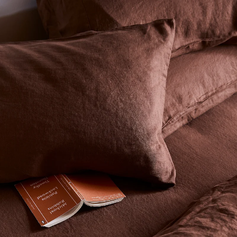 Chestnut Brown 100% Linen Fitted Sheet  Size