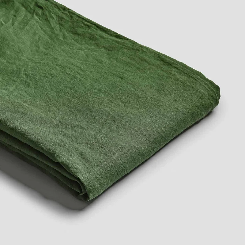 Forest Green 100% Linen Flat Sheet