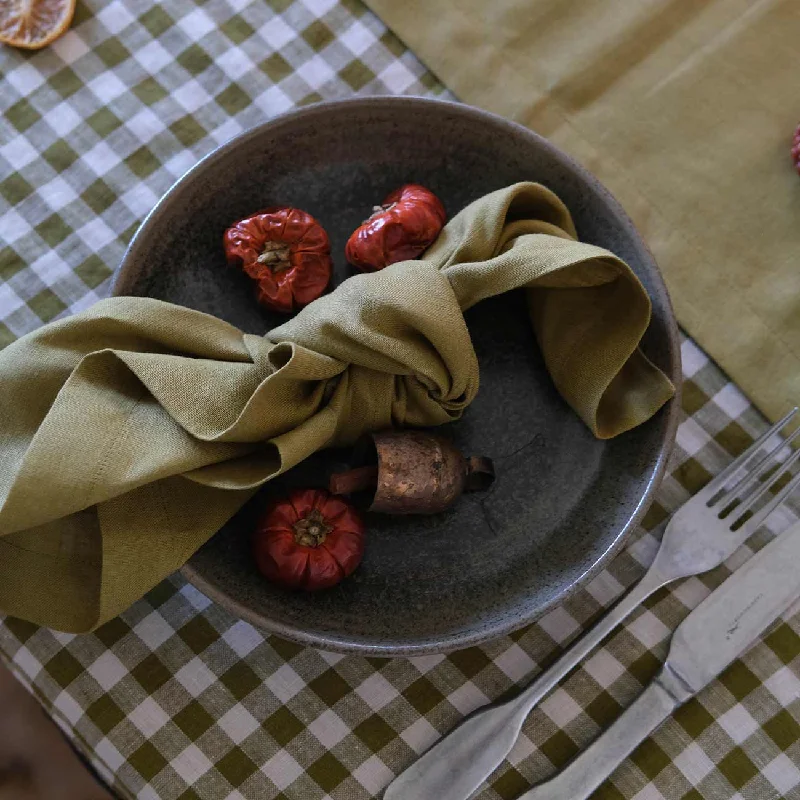 Botanical Green Linen Napkins Set of 4