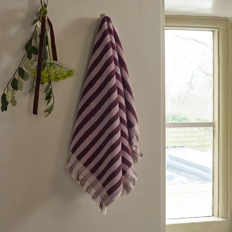 Berry Mauve Pembroke Stripe Cotton Towels