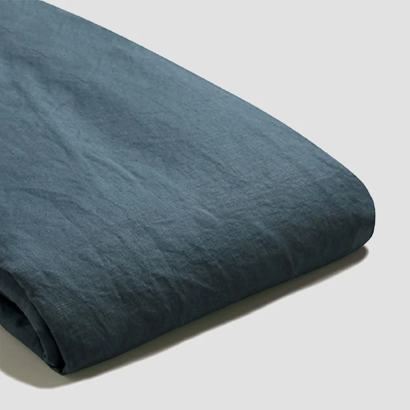 Deep Teal 100% Linen Flat Sheet