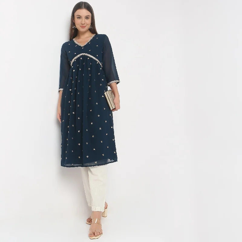 Flare Fit Embellished Kurta