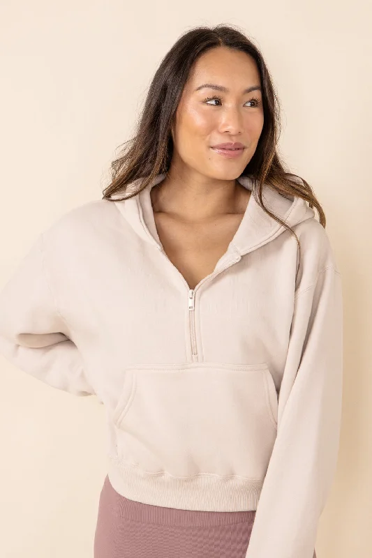 1897 Active Half Zip Fleece Hoodie for Women in Beige | JK350-BEIGE