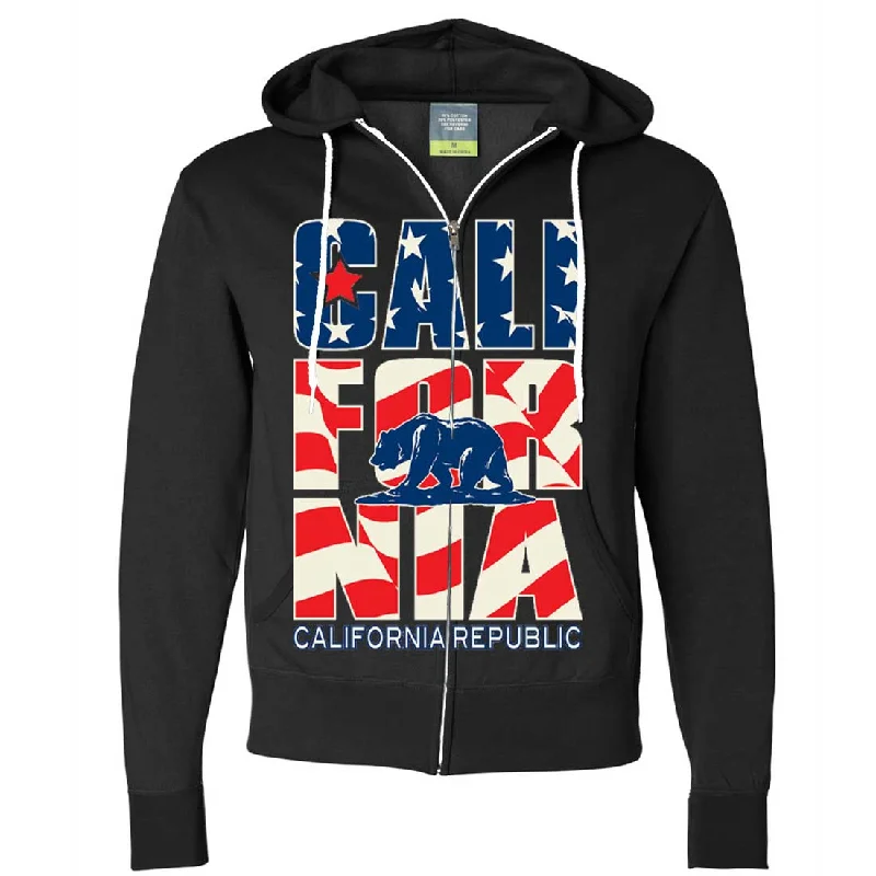 California Republic USA Flag Zip-Up Hoodie