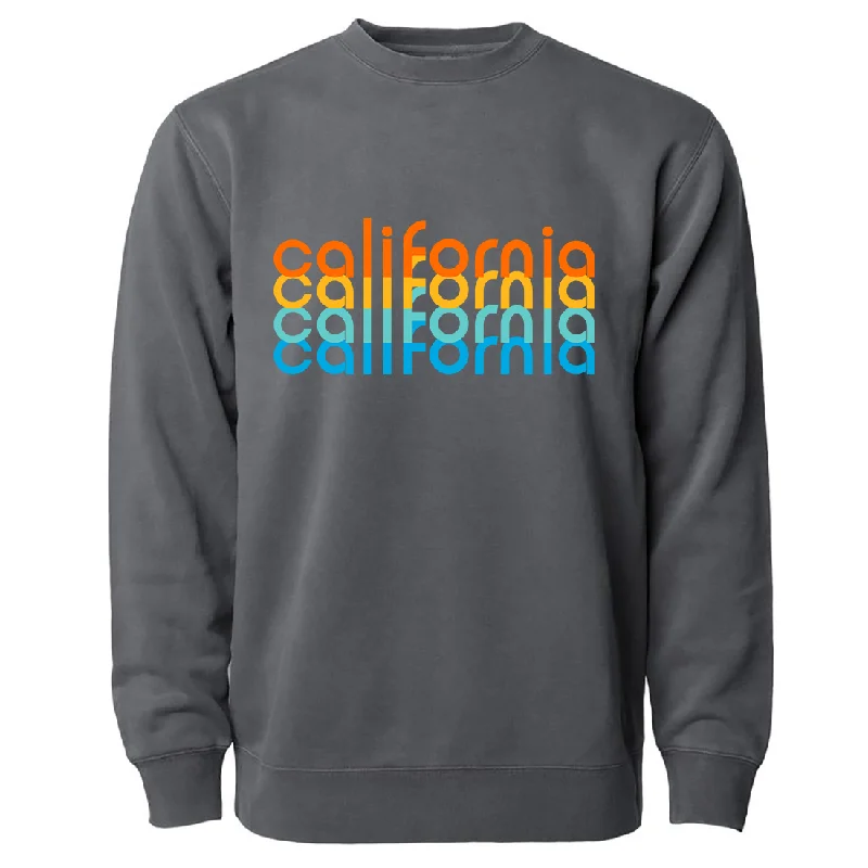 California Repeat Text Pigment Dyed Crewneck Black