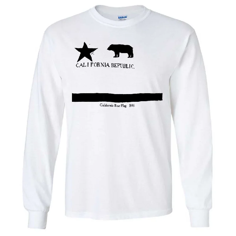 Old California Bear Flag 1846 Black Print Long Sleeve Shirt