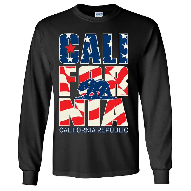 California Republic USA Flag Long Sleeve Shirt