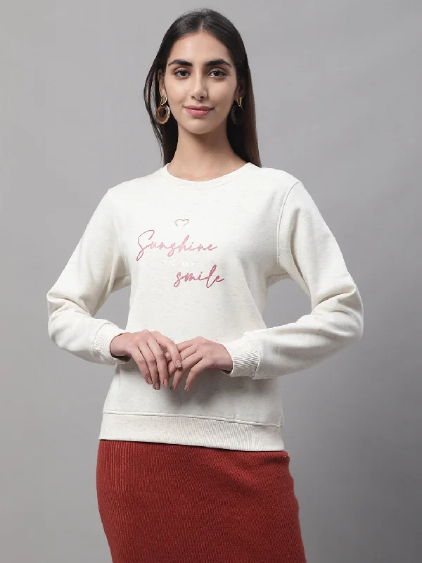 Women Ecru Melange Sweatshirt