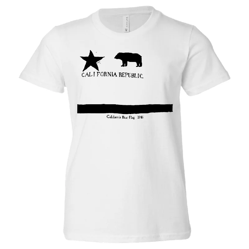 Old California Bear Flag 1846 Black Print Asst Colors Youth T-Shirt/tee