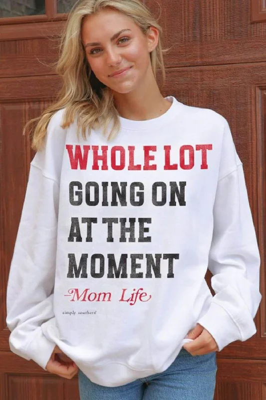 Simply Southern Mom Life Sweatshirt for Women in White | CREW-MOMLIFE-WHITE