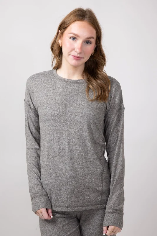 Mono B Hatchi Brushed Crewneck for Women in Urban Grey | KT-A0645-URBANGREY