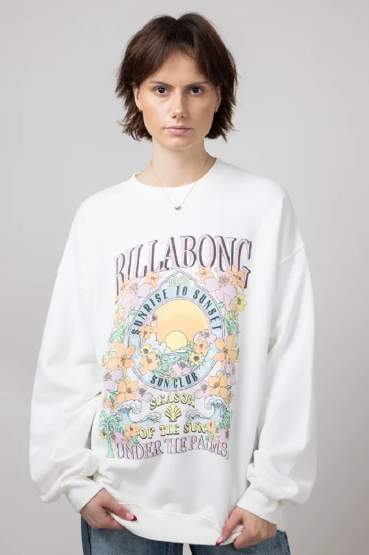 Billabong Ride in Oversized Sweatshirt for Women in White | ABJFT00281-WBB0