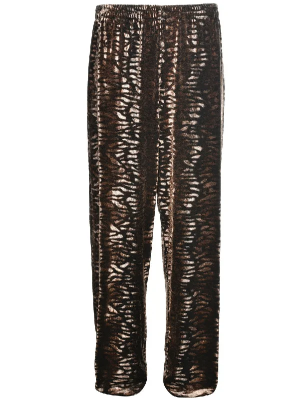 Animal Print Velvet Trousers - W29 L29