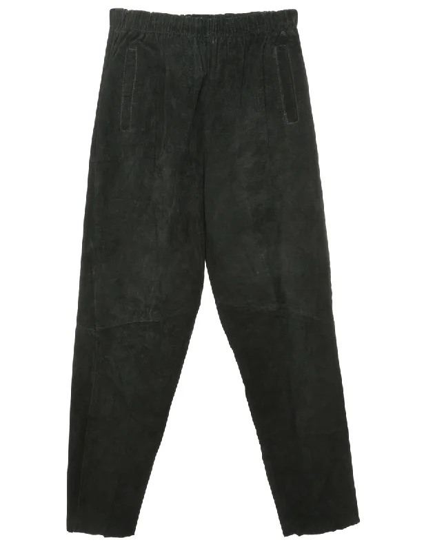 Black Suede Trousers - W26 L28