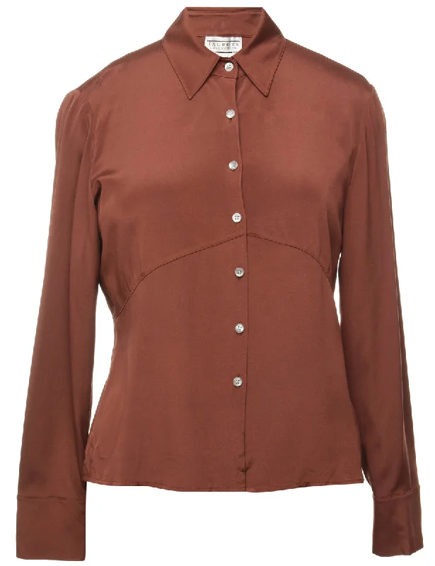 Brown Silk Shirt - M