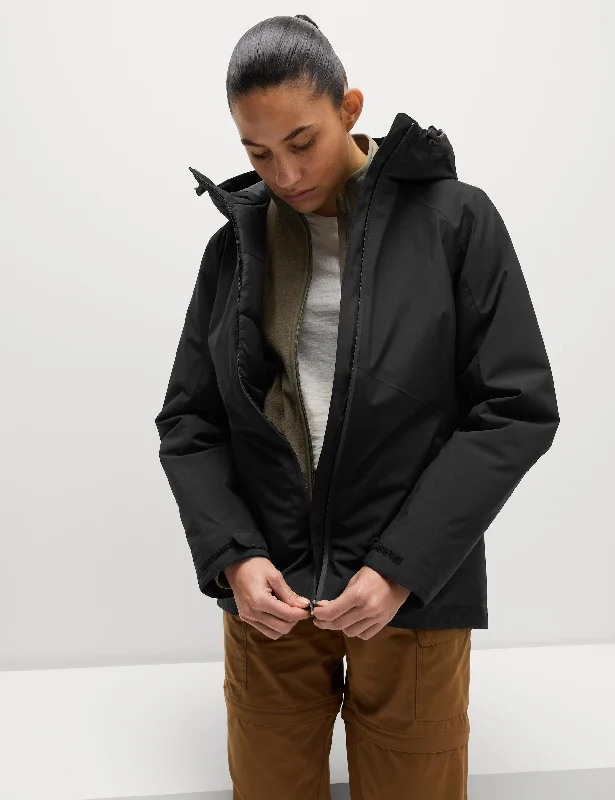 Padded Waterproof Hooded Jacket - Black