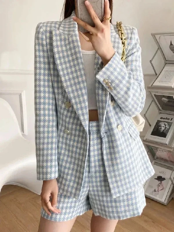 Jace Statement Tweed Set - Blazer and Shorts in Blue