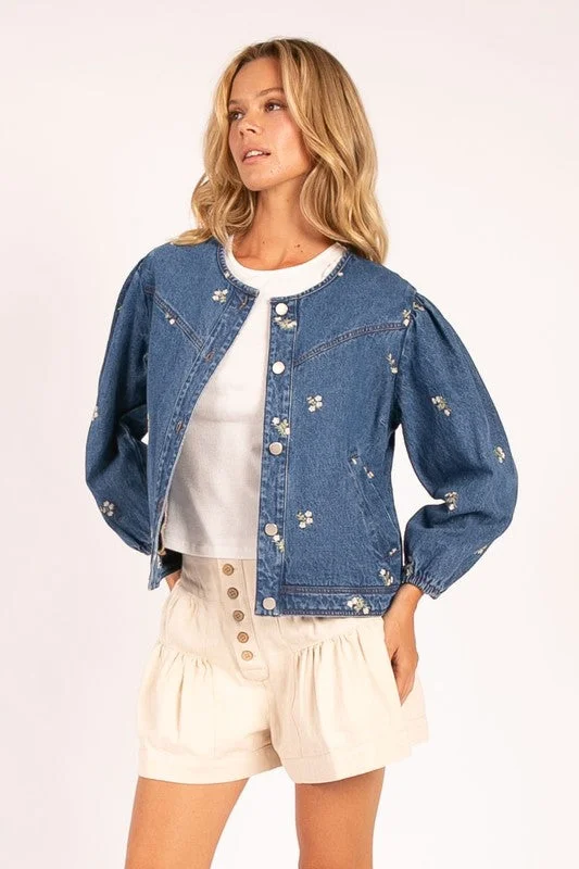 Delicate Embroidered Denim Jacket