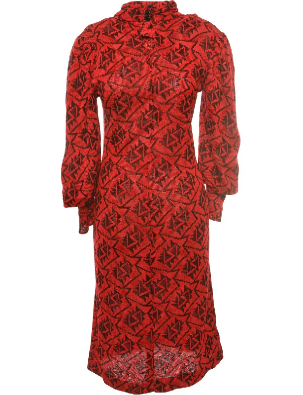 Midi Length Red Dress - S