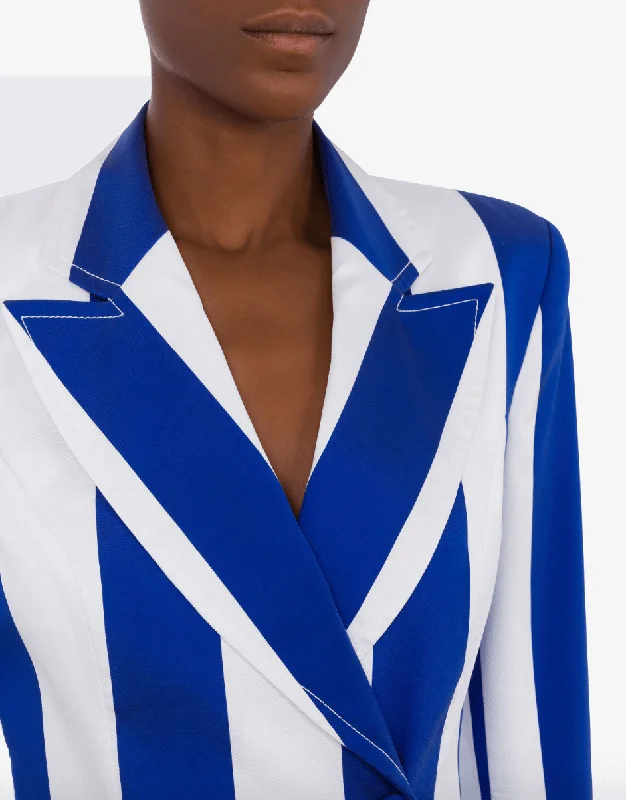 stripe-print blue blazer