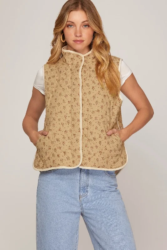 Reason To Be Floral Print Quilted Vest