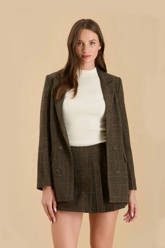 Fall Professional Plaid Button Blazer