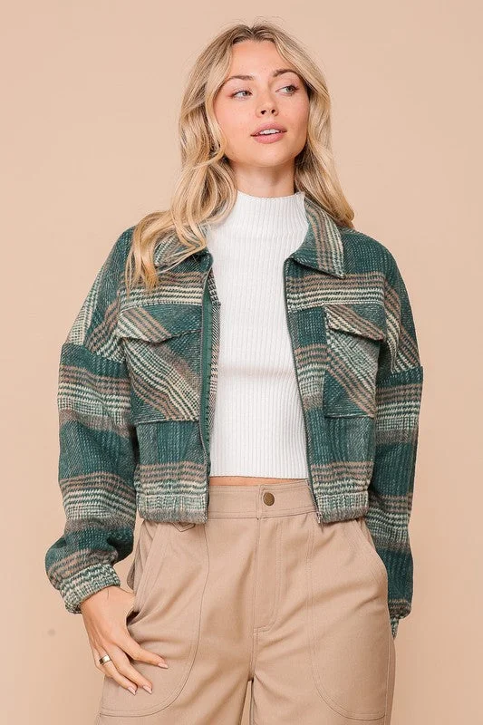 Stick Season Cropped Plaid Jacket