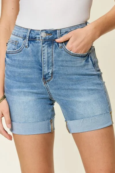 Judy Blue High Waist Tummy Control Cool Cutoff Cuffed Denim Shorts