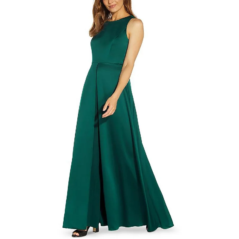 Adrianna Papell Womens Petites Satin Wide Leg Jumpsuit