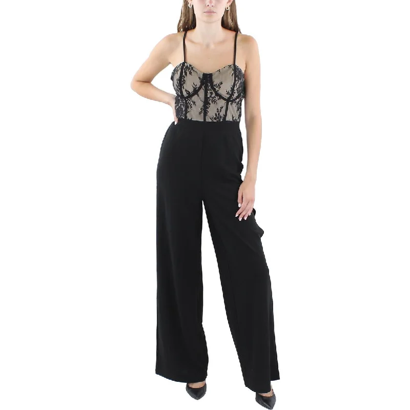 Almost Famous Womens Juniors Lace Corset Seamed Jumpsuit