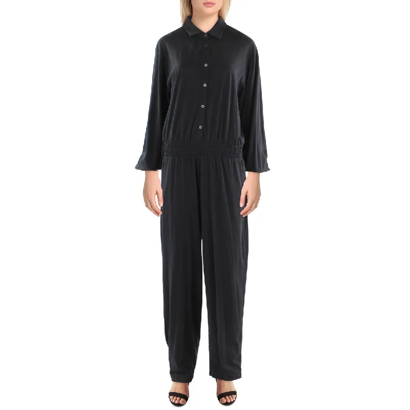 ATM Womens Cotton Collared Jumpsuit