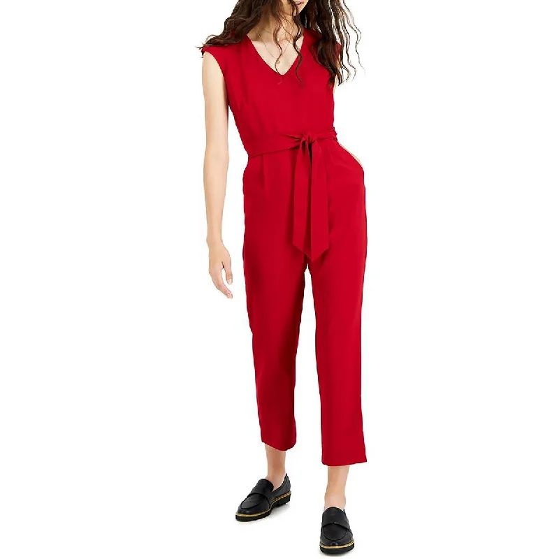 Bar III Womens V-Neck Cropped Jumpsuit