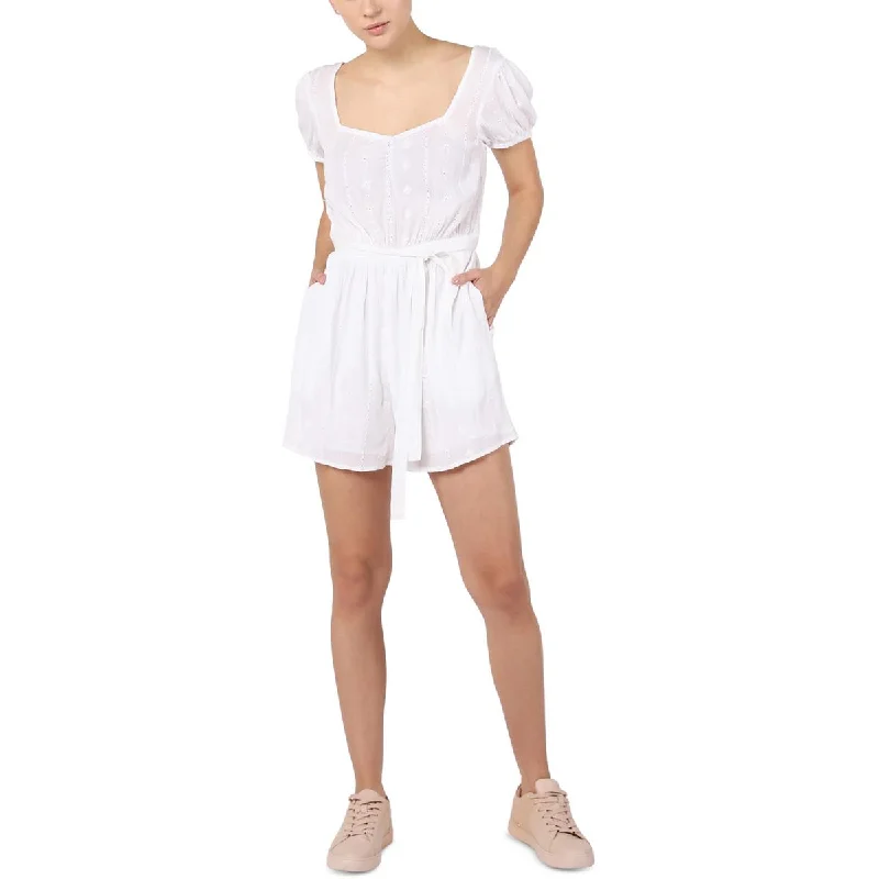 Black Tape_ Womens Belted Eyelet Romper