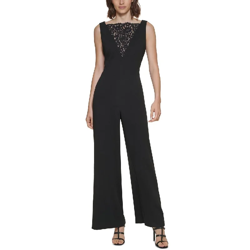 Calvin Klein Womens Lace Inset Sleeveless Jumpsuit