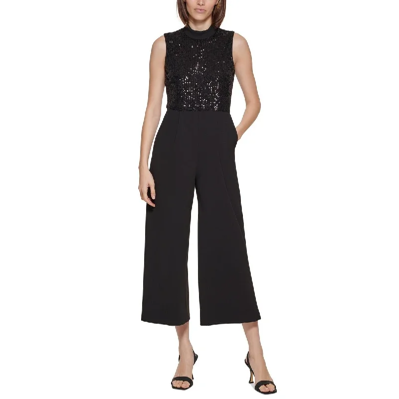 Calvin Klein Womens Sequined Sleeveless Jumpsuit