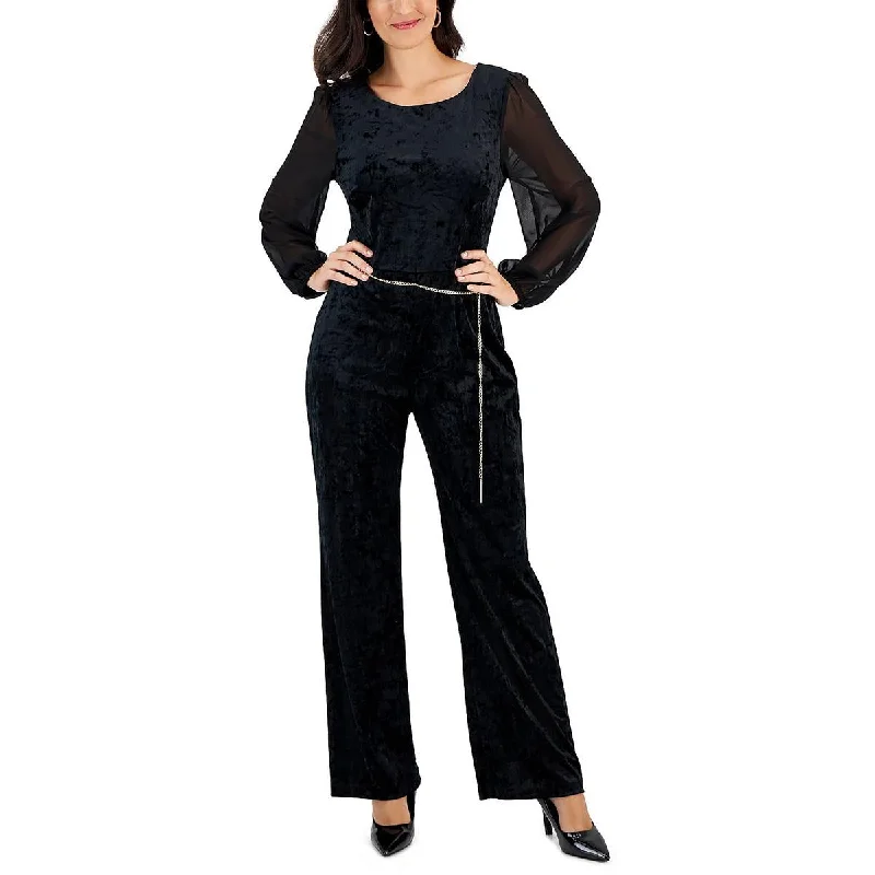 Connected Apparel Womens Chain Pintuck Jumpsuit