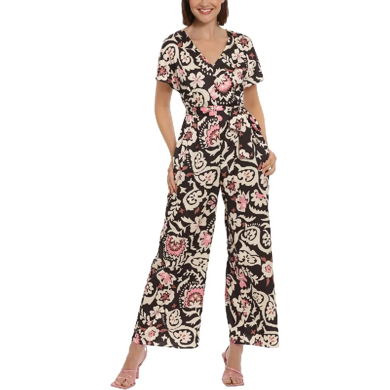 Donna Morgan Womens Charmeuse Wide Leg Jumpsuit