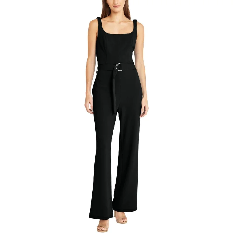 Donna Morgan Womens Square Neck Belted Jumpsuit