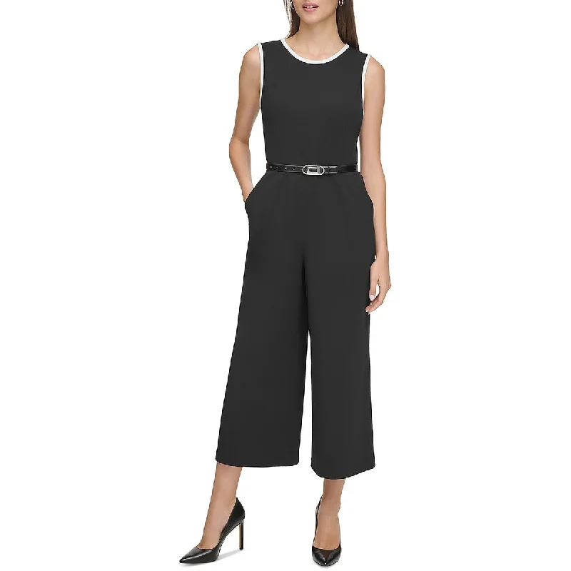 Karl Lagerfeld Paris Womens Textured Cropped Jumpsuit